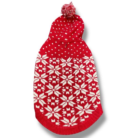 Blueberry Pet Dog Sz XL Hoodie Sweater Pom Nordic Festive Holiday Red White 16” - Picture 13 of 13